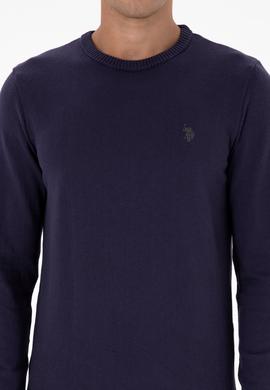 Erkek Slim Fit Bisiklet Yaka Mürdüm Basic Kazak - 50313713163