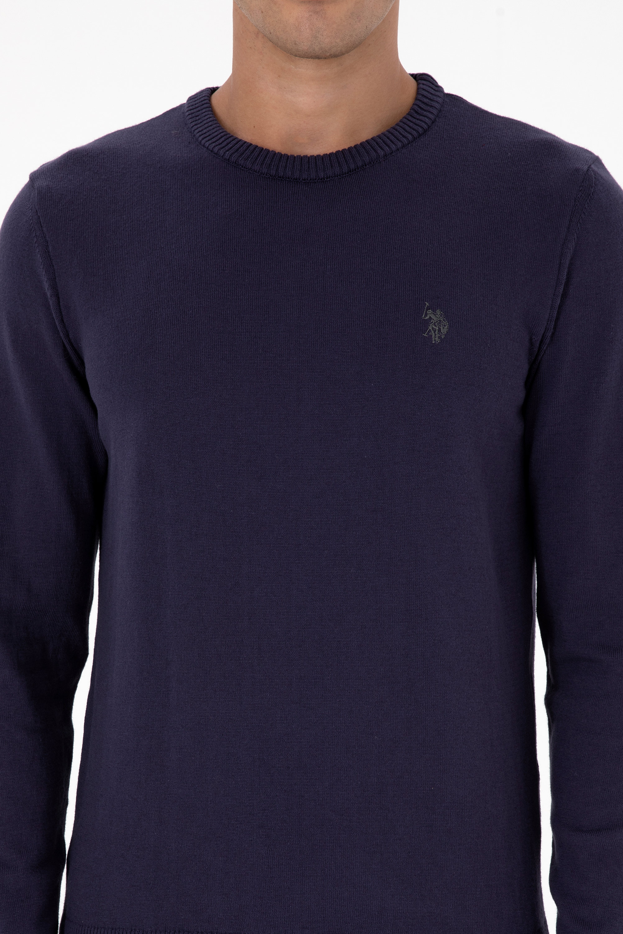 Erkek Slim Fit Bisiklet Yaka Mürdüm Basic Kazak - Image 6