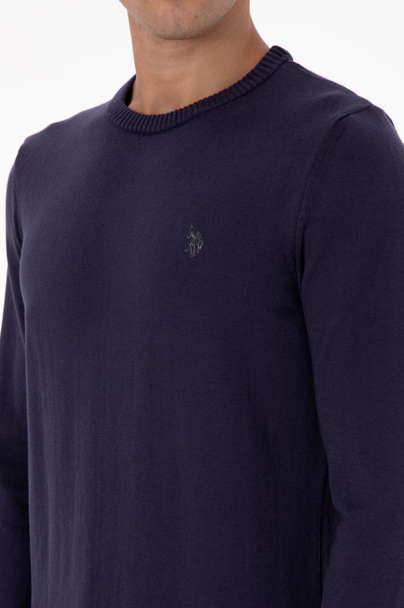 Erkek Slim Fit Bisiklet Yaka Mürdüm Basic Kazak