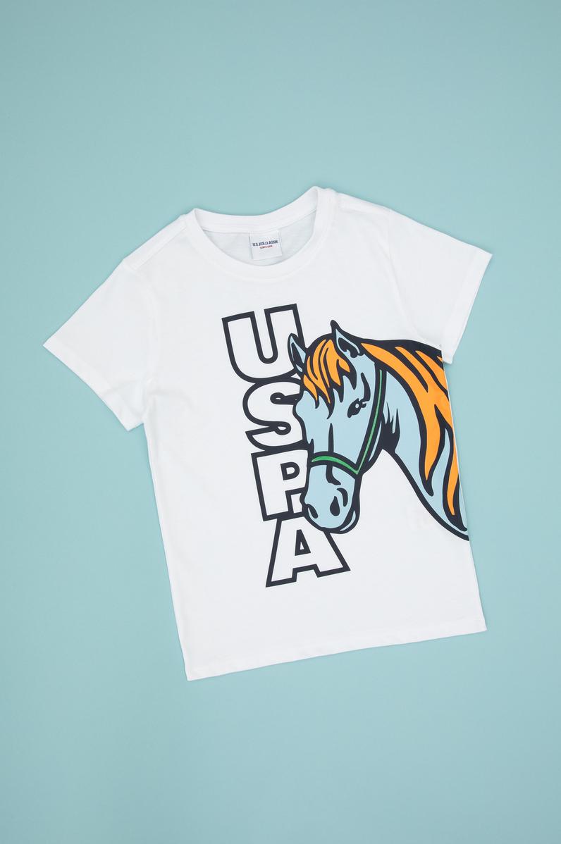 Erkek Çocuk Beyaz Bisiklet Yaka Süprem Tişört