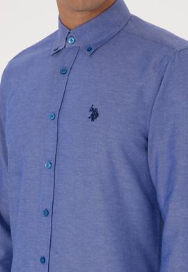 Erkek Saks Uzun Kollu Basic Gömlek - 50316723099