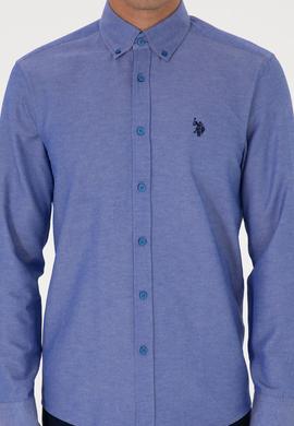 Erkek Saks Uzun Kollu Basic Gömlek - 50316723099