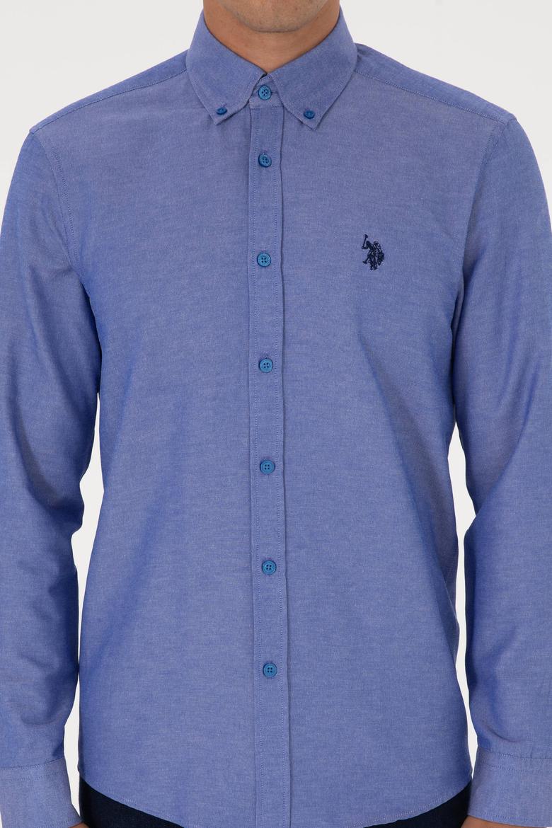 Erkek Saks Uzun Kollu Basic Gömlek - 50316723099