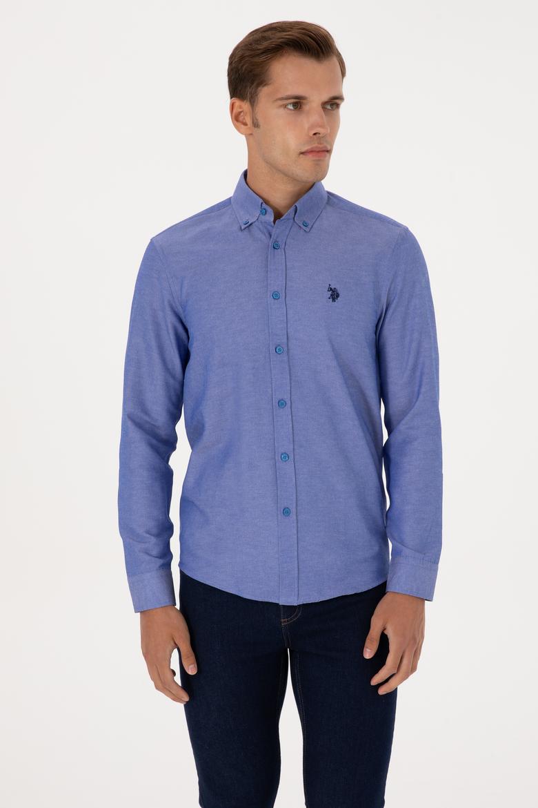 Erkek Saks Uzun Kollu Basic Gömlek - 50316723099