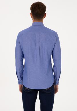 Erkek Saks Uzun Kollu Basic Gömlek - 50316723099
