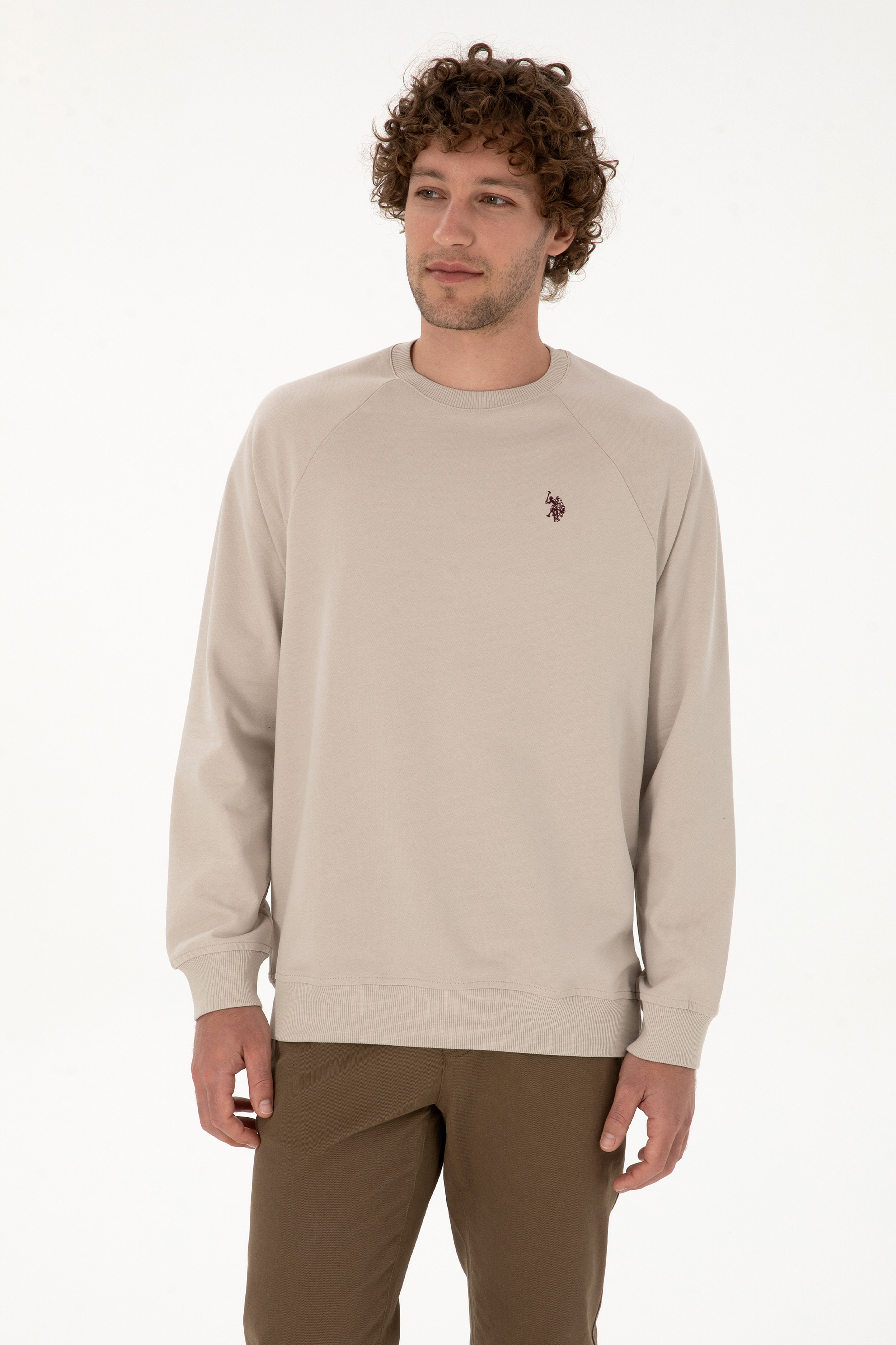 Erkek Regular Fit Bisiklet Yaka Taş İnce Basic Sweatshirt