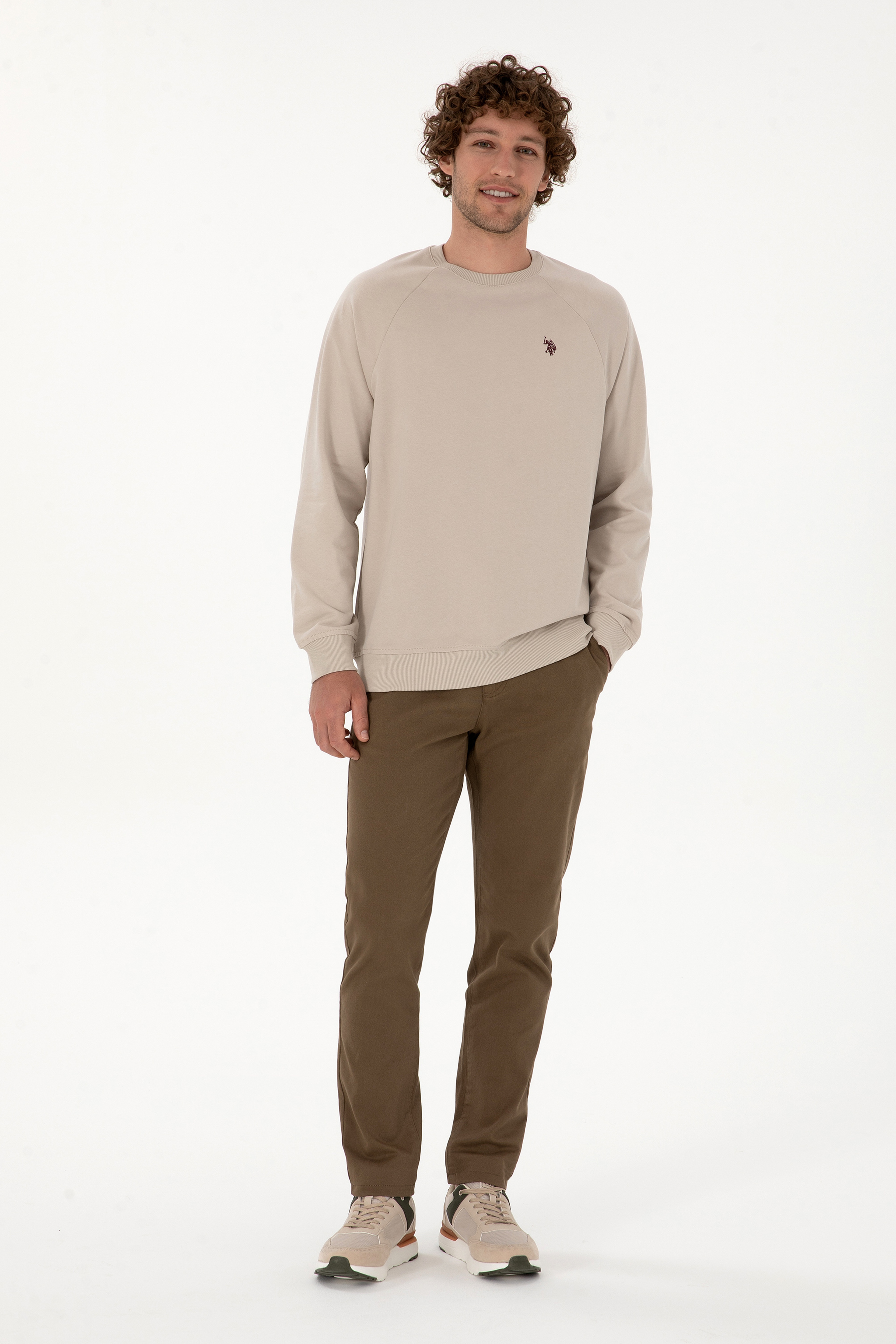 Erkek Regular Fit Bisiklet Yaka Taş İnce Basic Sweatshirt - Image 4