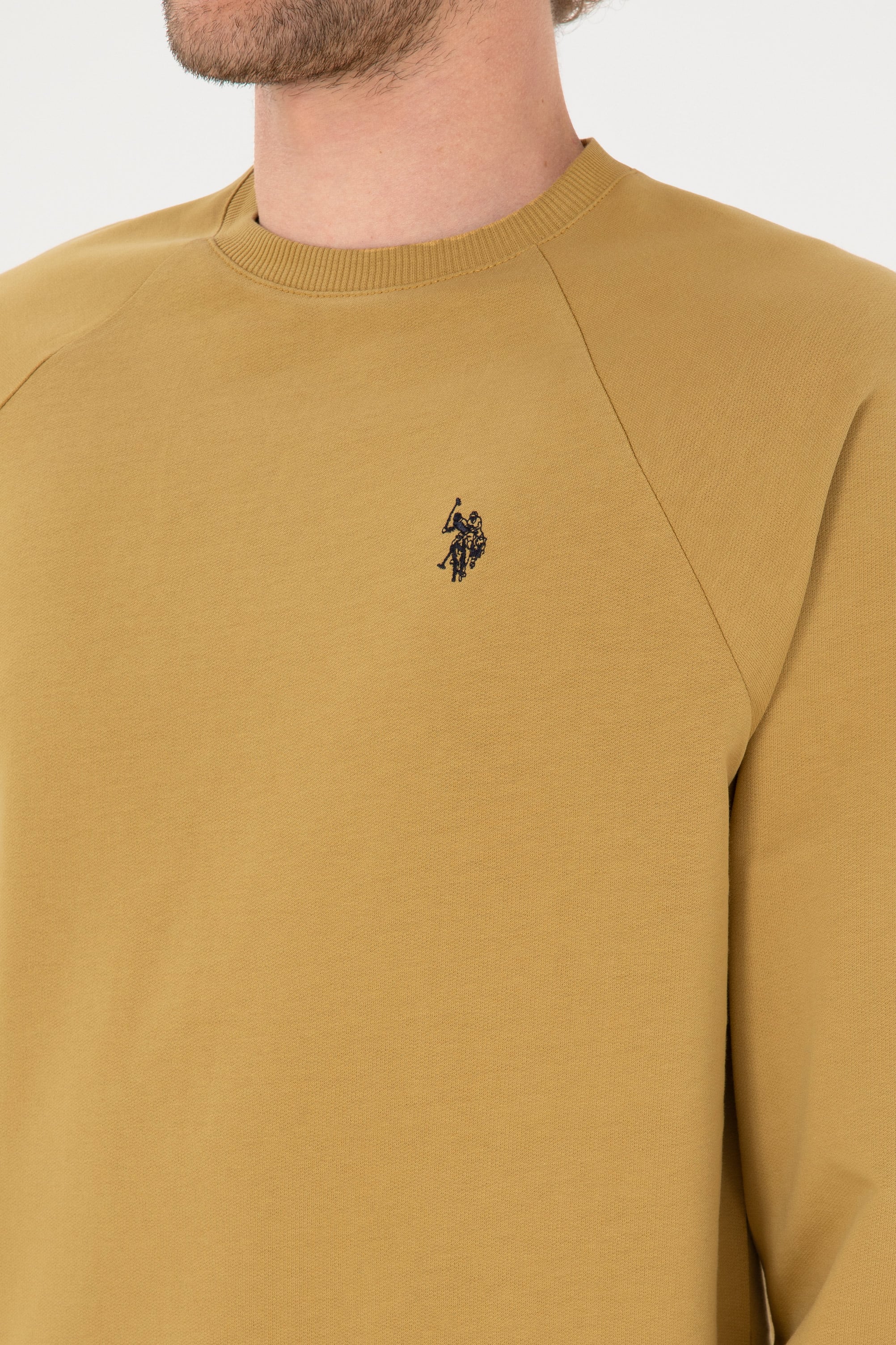 Erkek Regular Fit Bisiklet Yaka Hardal İnce Basic Sweatshirt - Image 7