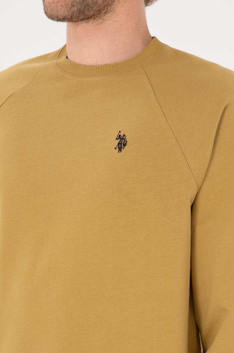 Erkek Regular Fit Bisiklet Yaka Hardal İnce Basic Sweatshirt