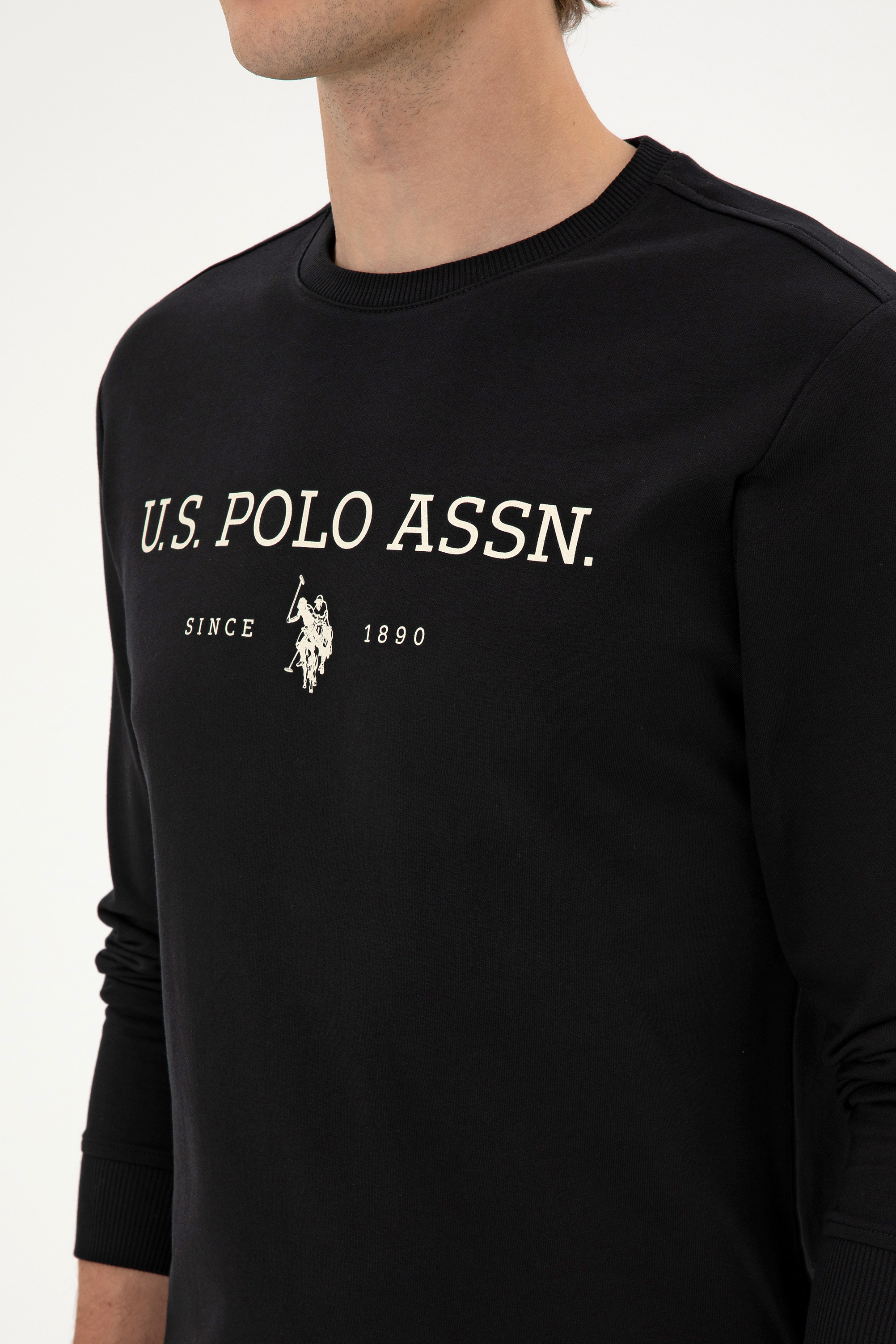 Erkek Regular Fit Bisiklet Yaka Siyah İnce Basic Sweatshirt - Image 7