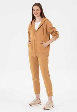 Kadın Camel Şardonlu Kapüşonlu Sweatshırt - 50314130055