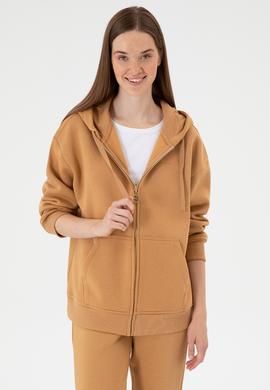 Kadın Camel Şardonlu Kapüşonlu Sweatshırt - 50314130055