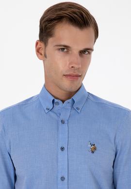 Erkek Saks Uzun Kollu Basic Gömlek - 50307677062