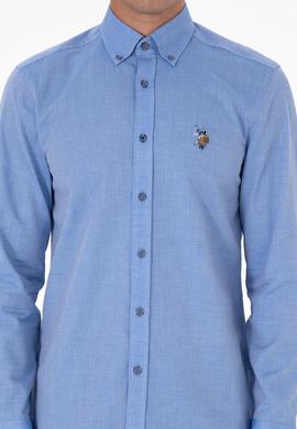 Erkek Saks Uzun Kollu Basic Gömlek - 50307677062