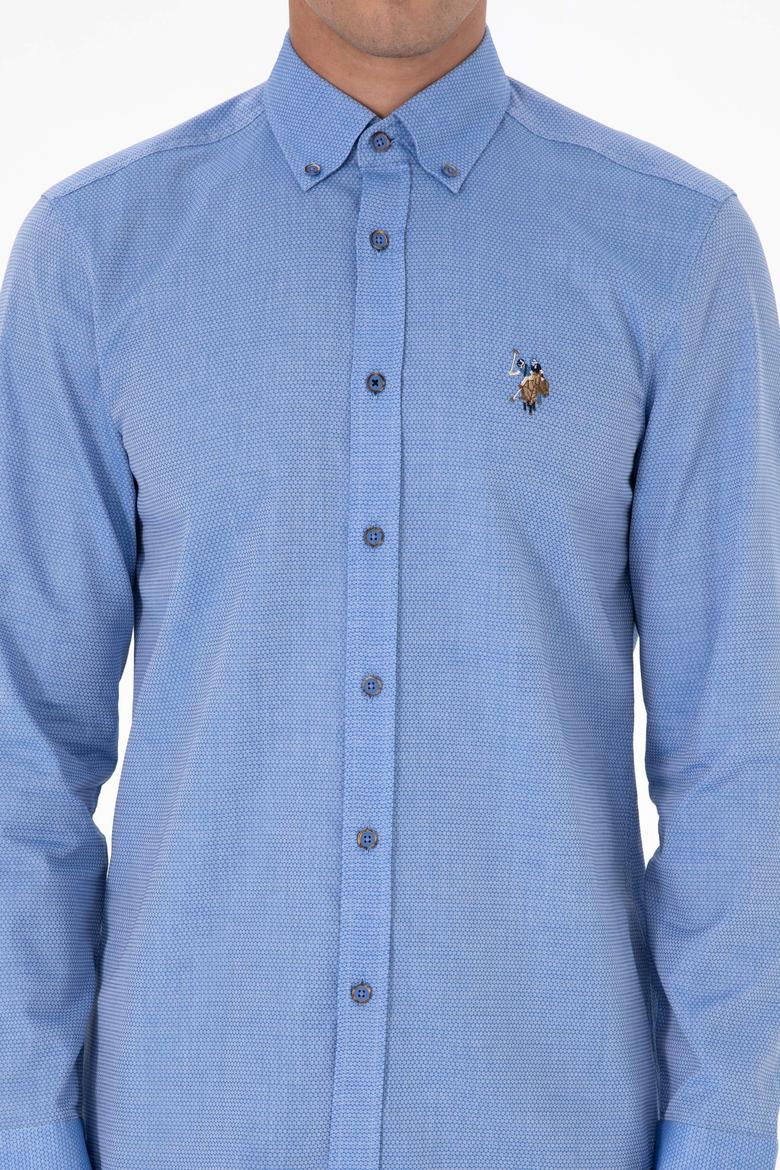 Erkek Saks Uzun Kollu Basic Gömlek - 50307677062