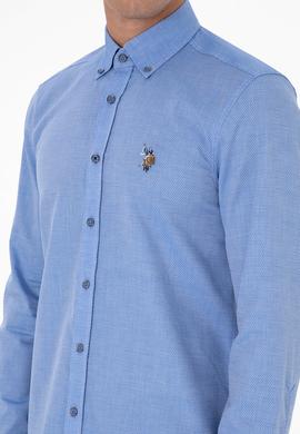 Erkek Saks Uzun Kollu Basic Gömlek - 50307677062