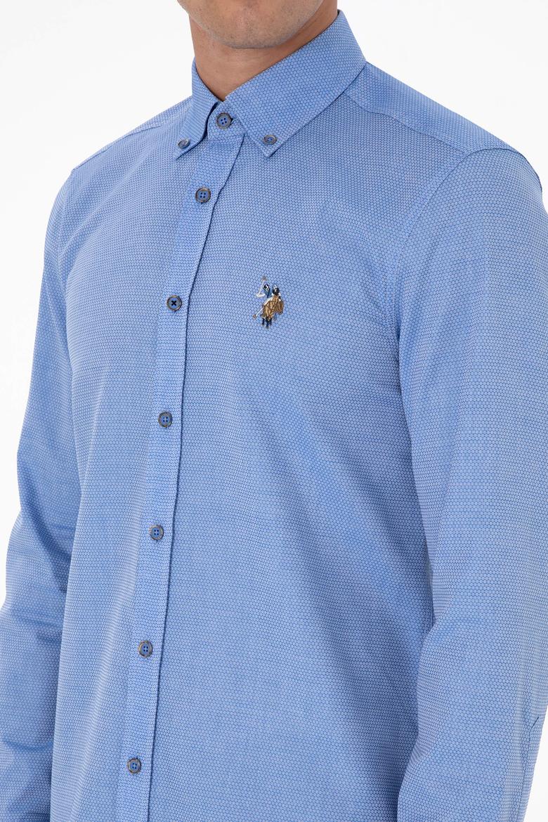 Erkek Saks Uzun Kollu Basic Gömlek - 50307677062