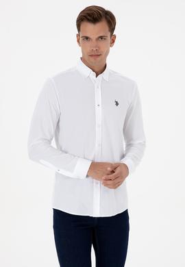 Erkek Beyaz Uzun Kollu Basic Gömlek - 50307674006
