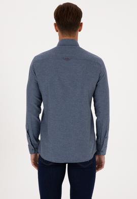 Erkek İndigo Uzun Kollu Basic Gömlek - 50307686050