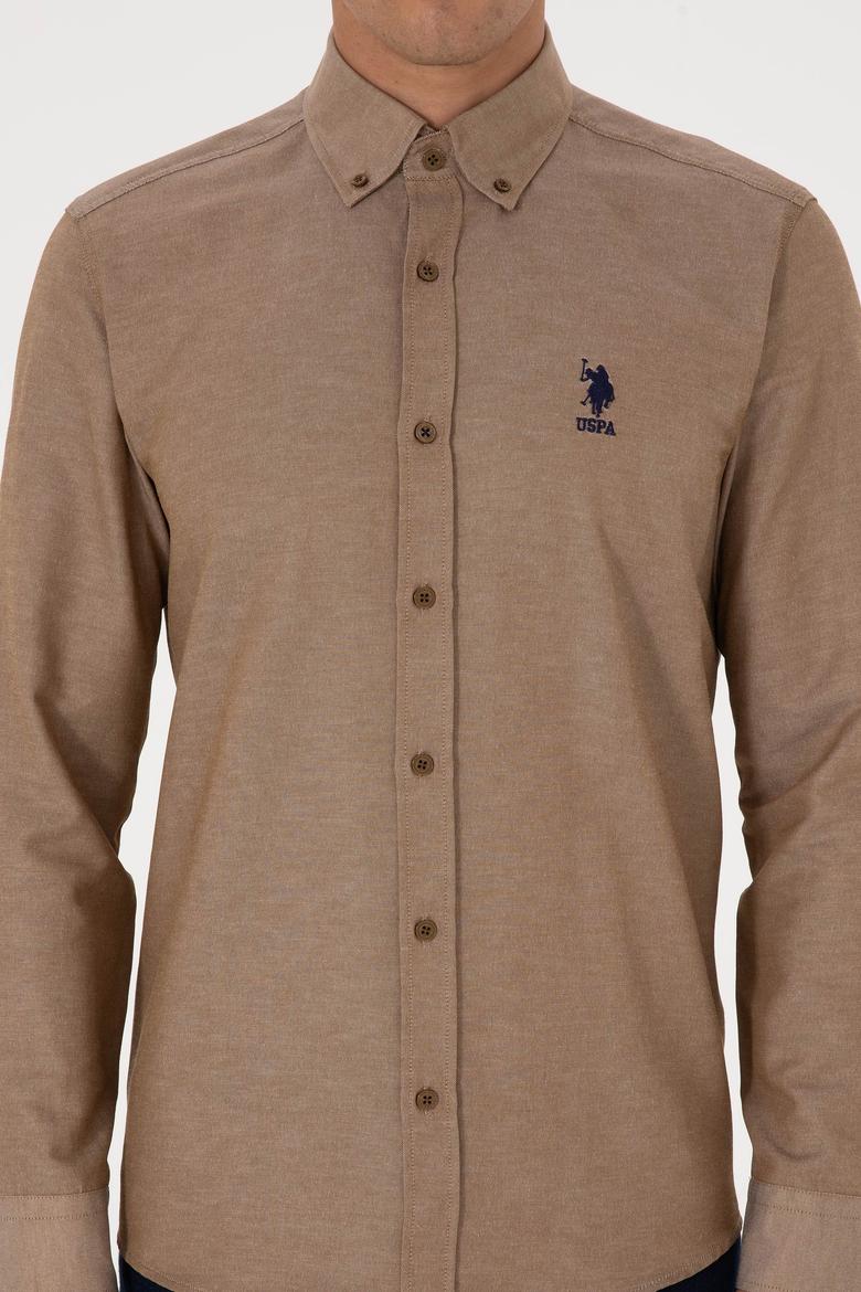 Erkek Haki Uzun Kollu Basic Gömlek - 50307693039