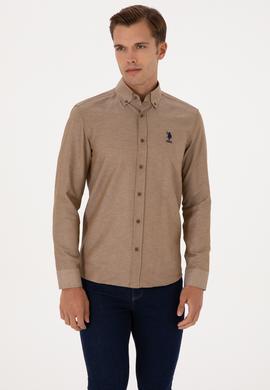 Erkek Haki Uzun Kollu Basic Gömlek - 50307693039