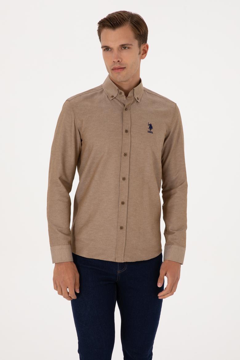 Erkek Haki Uzun Kollu Basic Gömlek - 50307693039