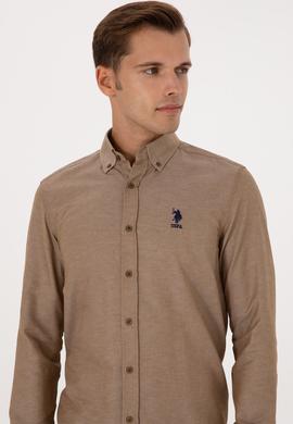 Erkek Haki Uzun Kollu Basic Gömlek - 50307693039