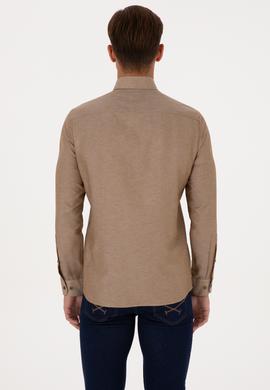 Erkek Haki Uzun Kollu Basic Gömlek - 50307693039