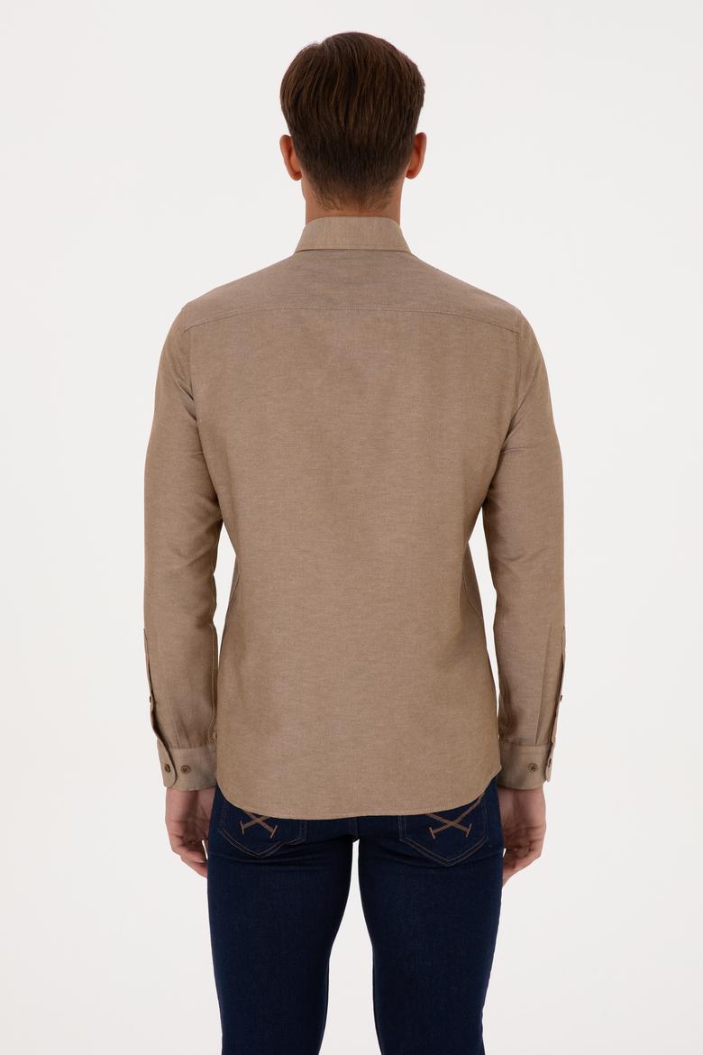 Erkek Haki Uzun Kollu Basic Gömlek - 50307693039