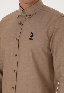 Erkek Haki Uzun Kollu Basic Gömlek - 50307693039