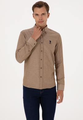 Erkek Haki Uzun Kollu Basic Gömlek - 50307693039