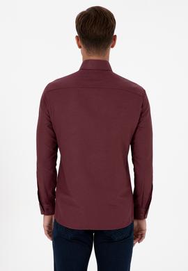 Erkek Bordo Uzun Kollu Basic Gömlek - 50307693116