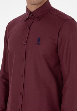 Erkek Bordo Uzun Kollu Basic Gömlek - 50307693116