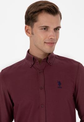 Erkek Bordo Uzun Kollu Basic Gömlek - 50307693116