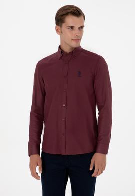 Erkek Bordo Uzun Kollu Basic Gömlek - 50307693116