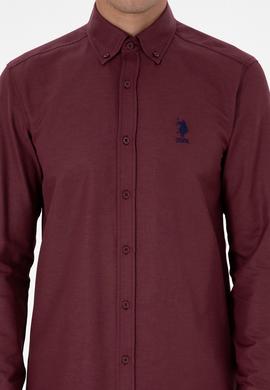 Erkek Bordo Uzun Kollu Basic Gömlek - 50307693116