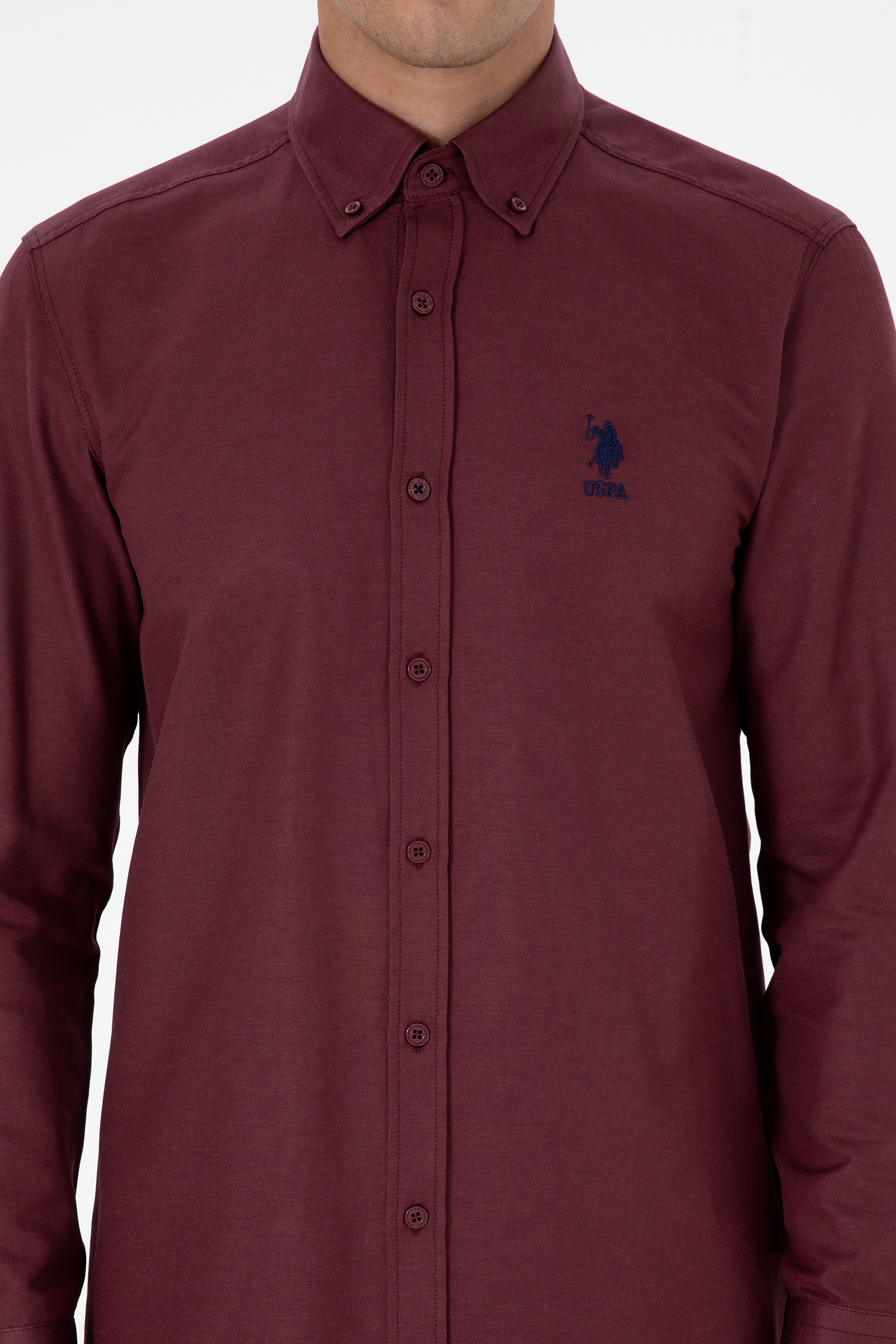 Erkek Bordo Uzun Kollu Basic Gömlek - 50307693116