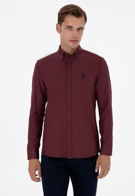Erkek Bordo Uzun Kollu Basic Gömlek - 50307693116