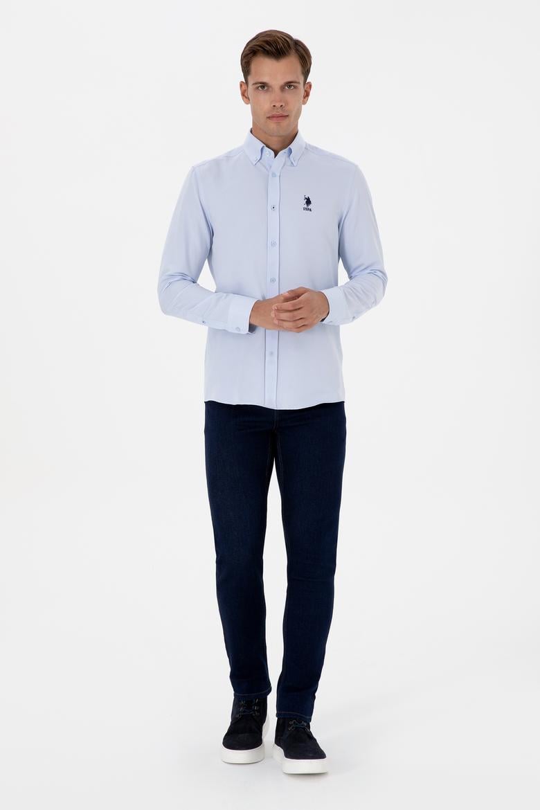 Erkek Açık Mavi Uzun Kollu Basic Gömlek - 50307693021