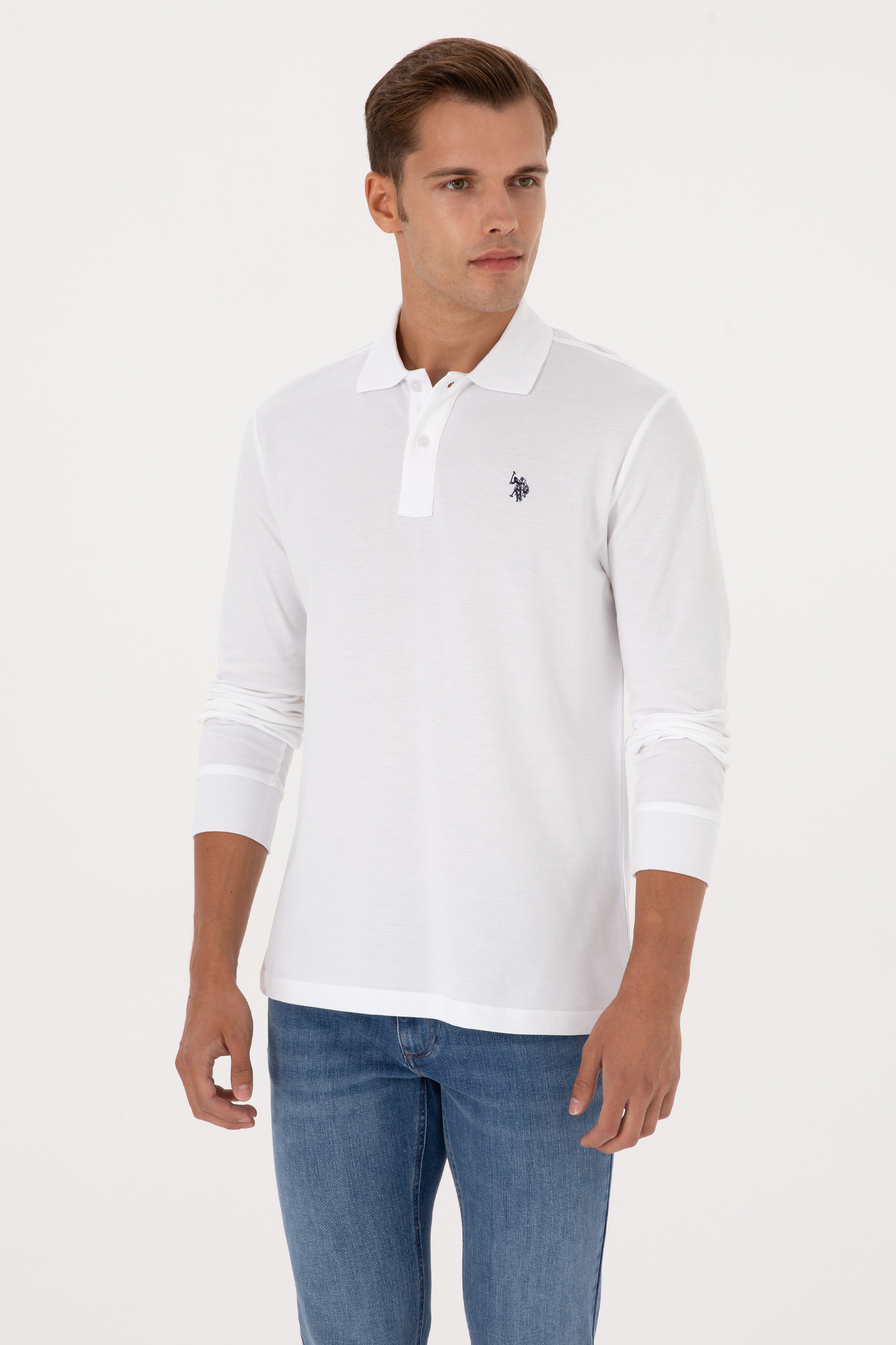 Erkek Regular Fit Polo Yaka Bakır Basic Sweatshirt