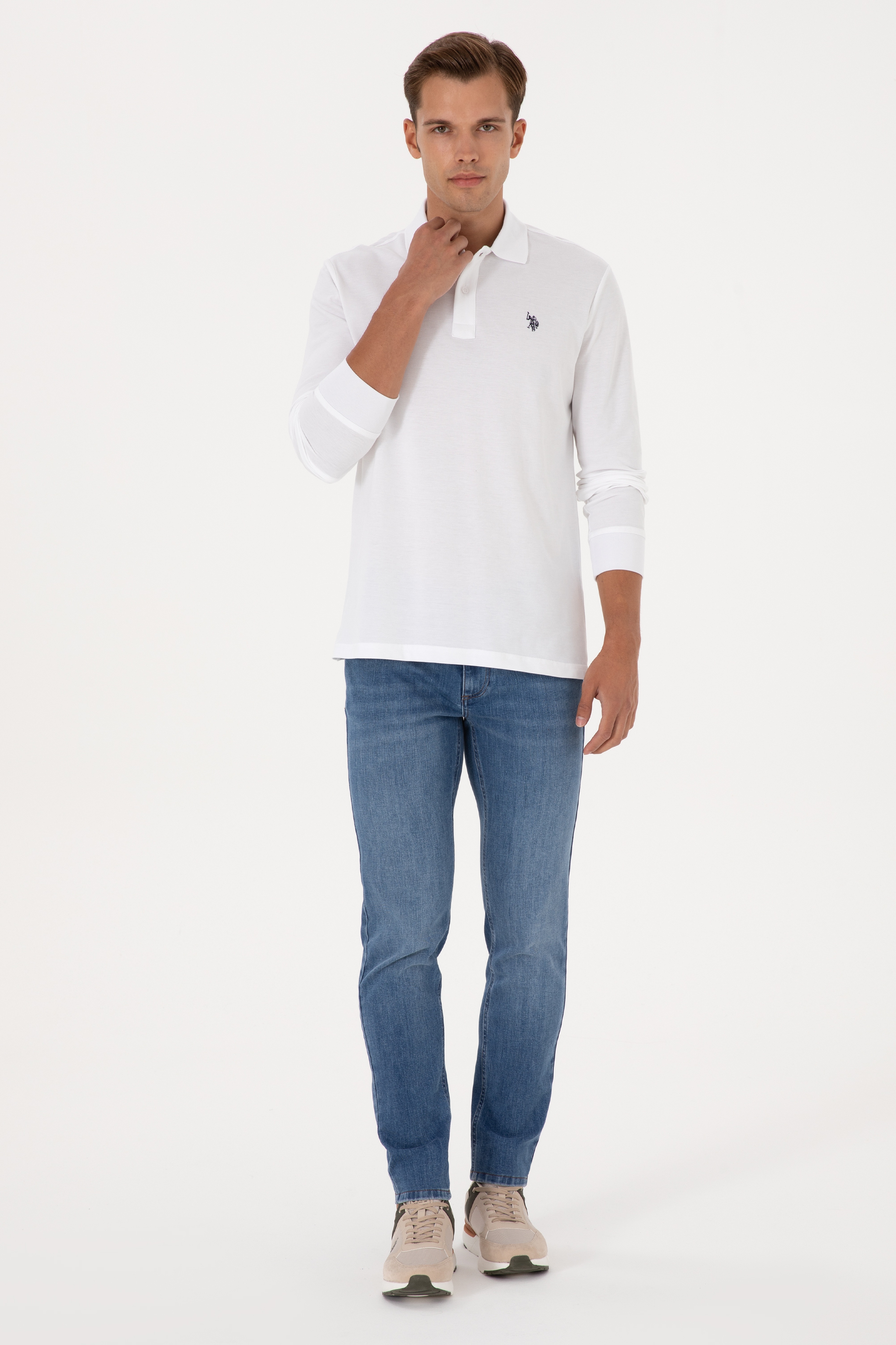Erkek Regular Fit Polo Yaka Bakır Basic Sweatshirt