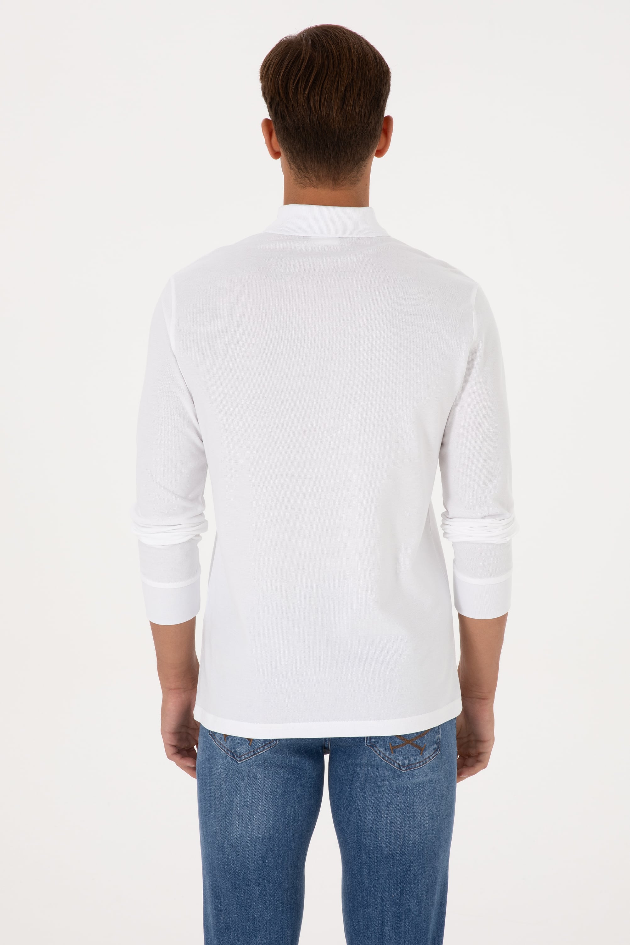Erkek Regular Fit Polo Yaka Bakır Basic Sweatshirt - Image 5