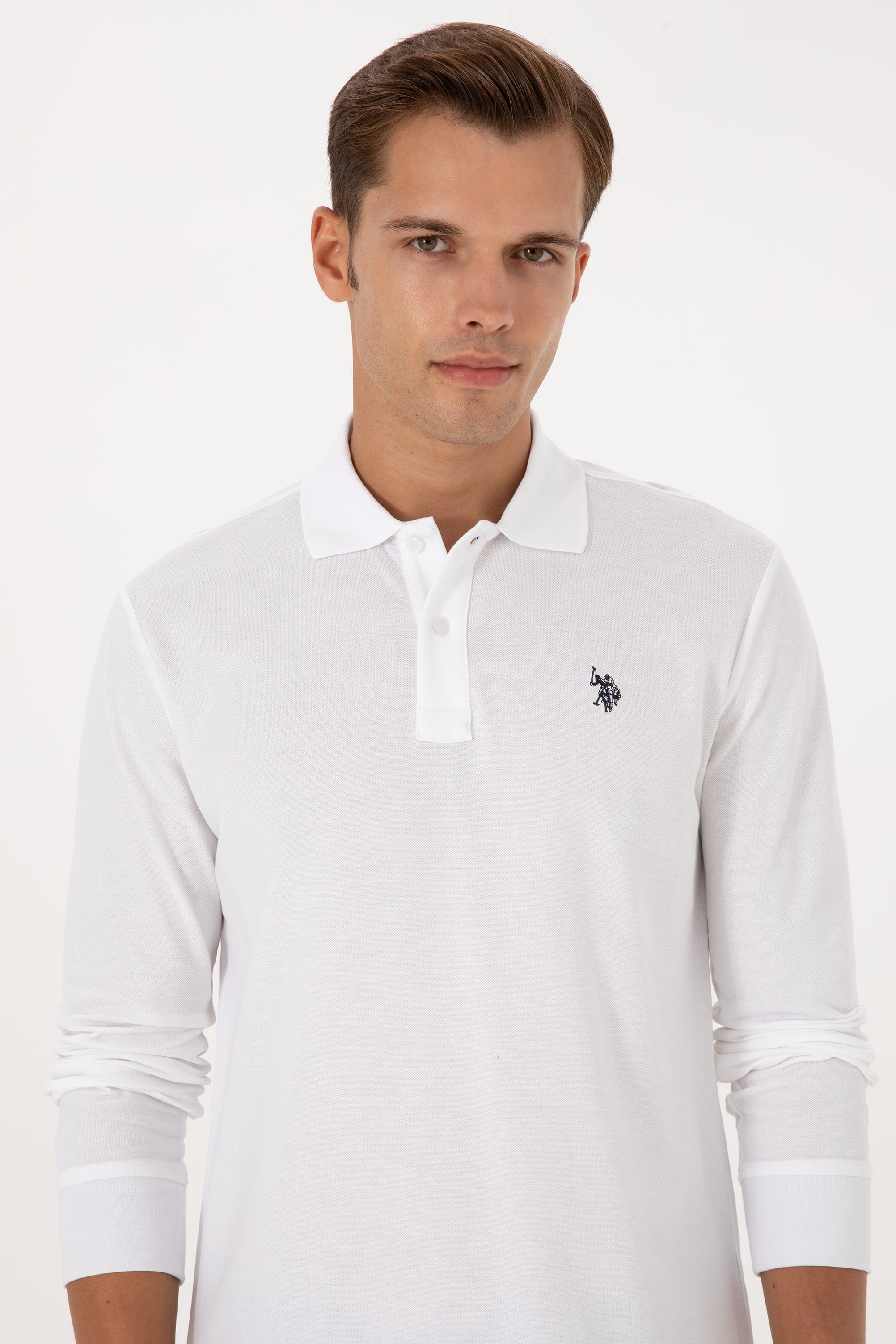 Erkek Regular Fit Polo Yaka Bakır Basic Sweatshirt - Image 2