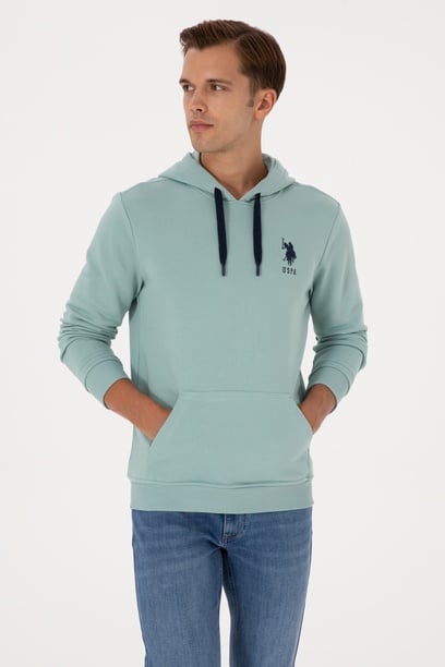 Erkek Regular Fit Kapüşonlu Mint Basic Sweatshirt