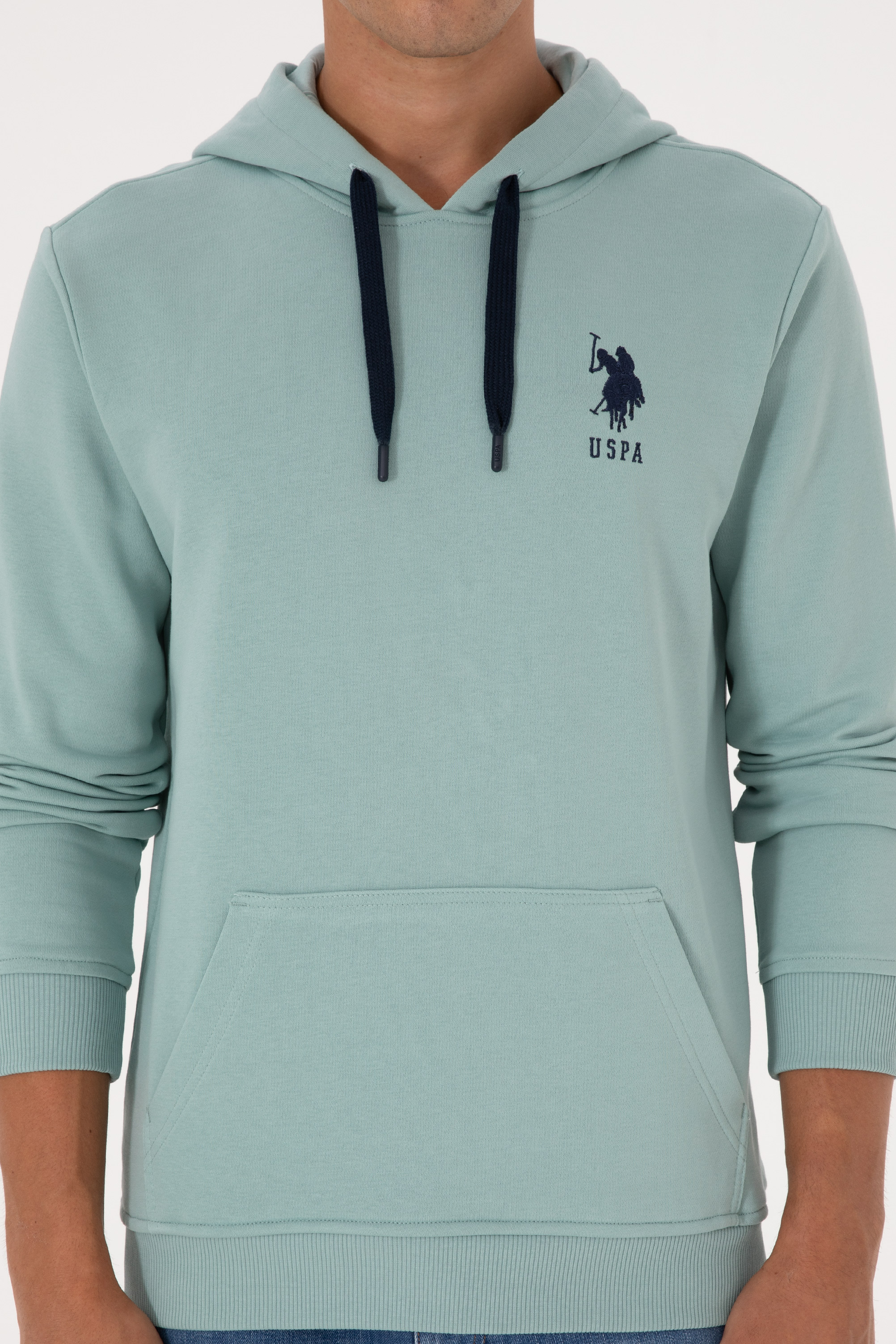 Erkek Regular Fit Kapüşonlu Mint Basic Sweatshirt - Image 6