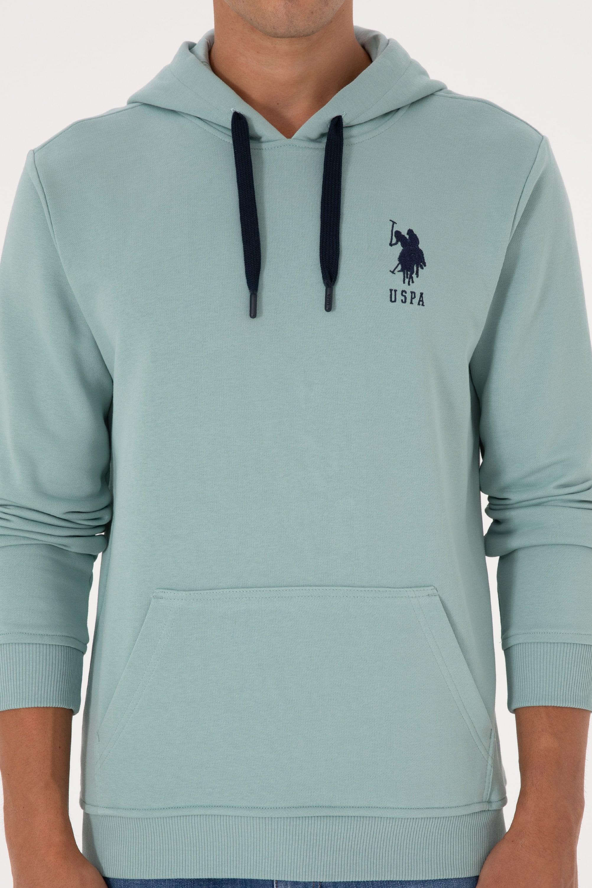 Erkek Regular Fit Kapüşonlu Mint Basic Sweatshirt