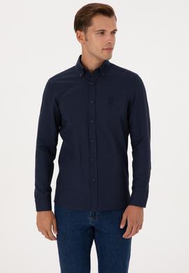 Erkek Lacivert Uzun Kollu Basic Gömlek - 50307701013