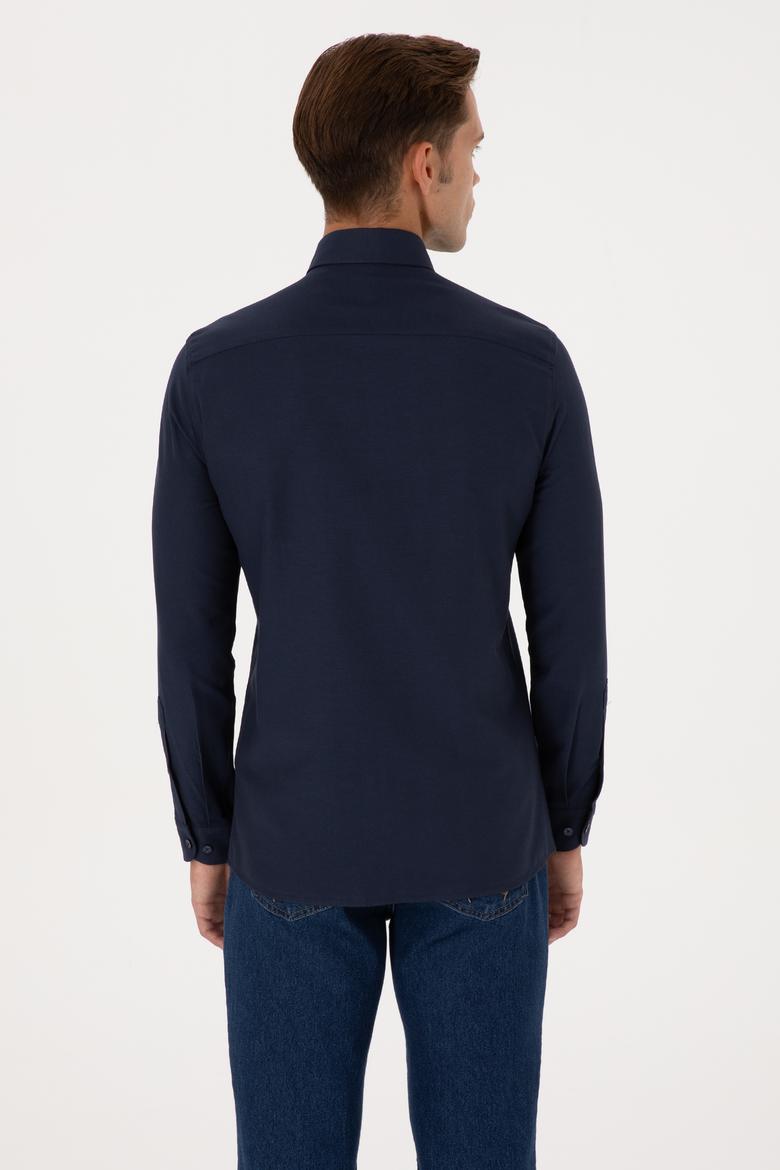 Erkek Lacivert Uzun Kollu Basic Gömlek - 50307701013