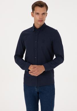 Erkek Lacivert Uzun Kollu Basic Gömlek - 50307701013
