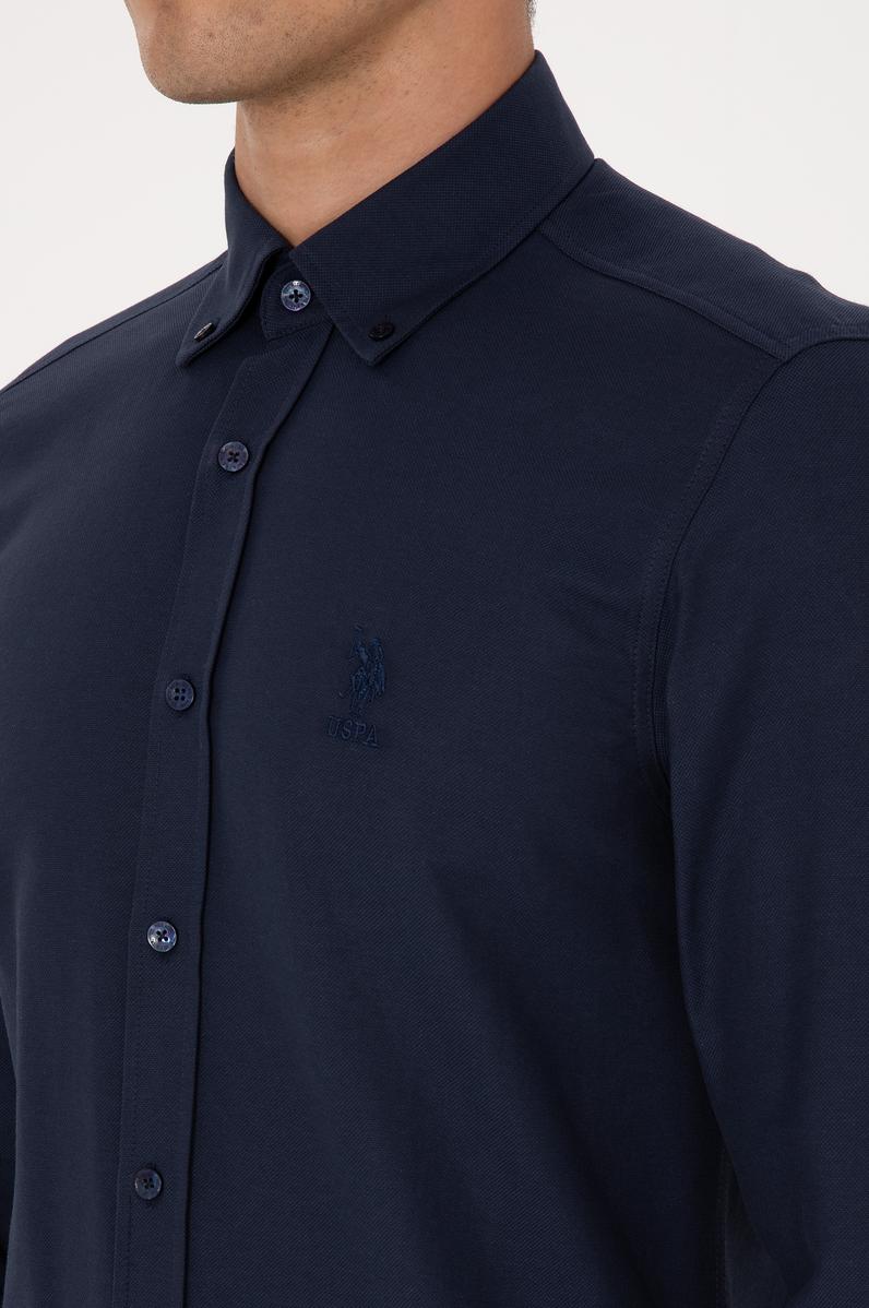 Erkek Lacivert Uzun Kollu Basic Gömlek